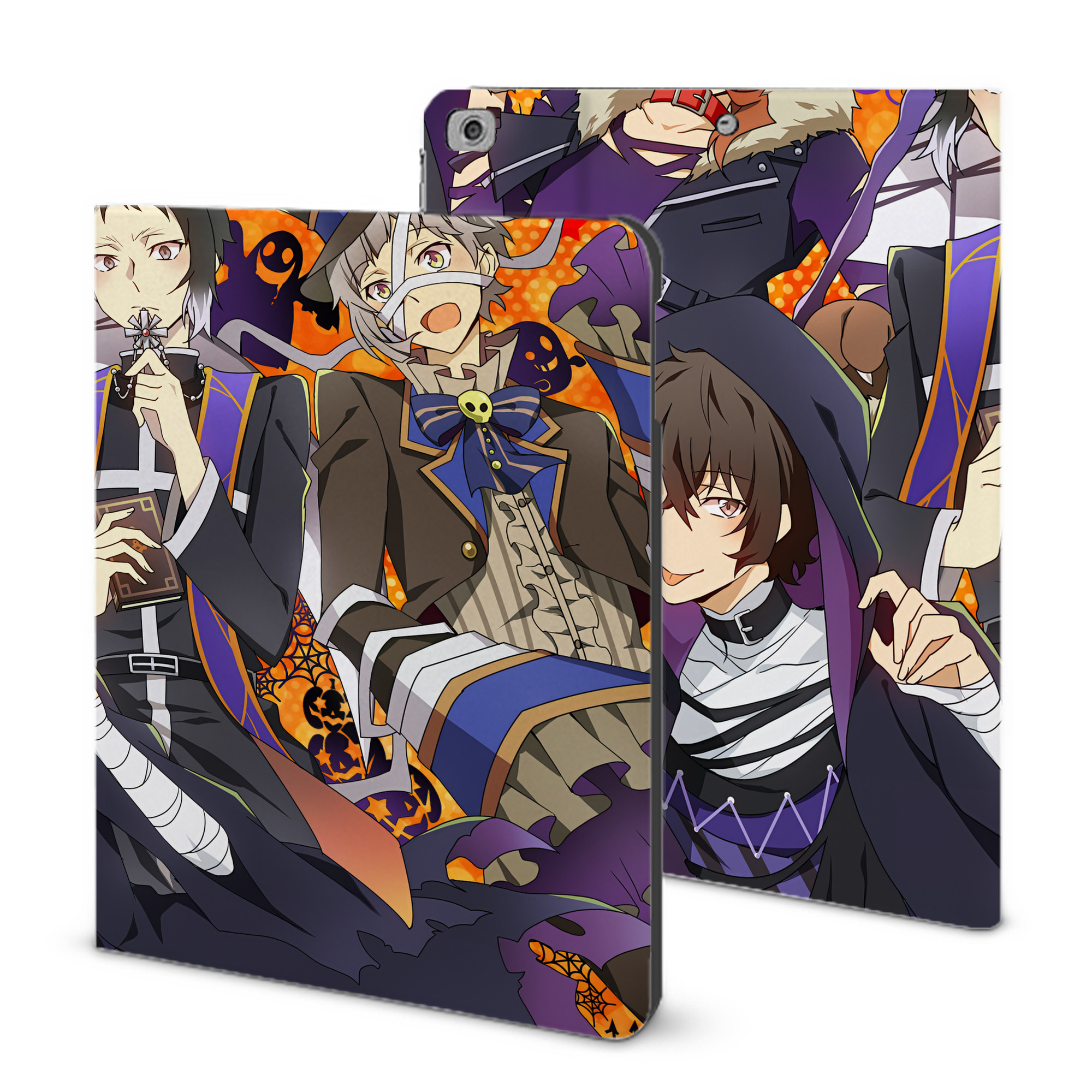 （画像用） 文豪ストレイドッグス Bungo Stray Dogs IPad ケース ブック型 PUレザー TPU 耐衝撃 軽量 薄型 ペン収納なし 全面保護 IPad 各モデル対応